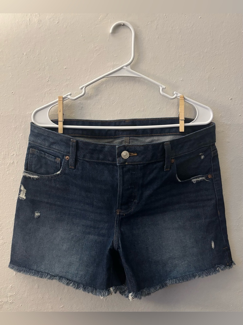 Express Dark Blue Distressed Denim Shorts
